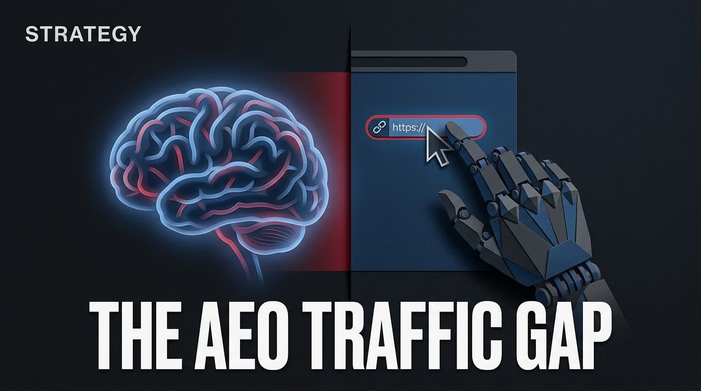 A conceptual illustration showing the difference between AI brand mentions and clickable citations.