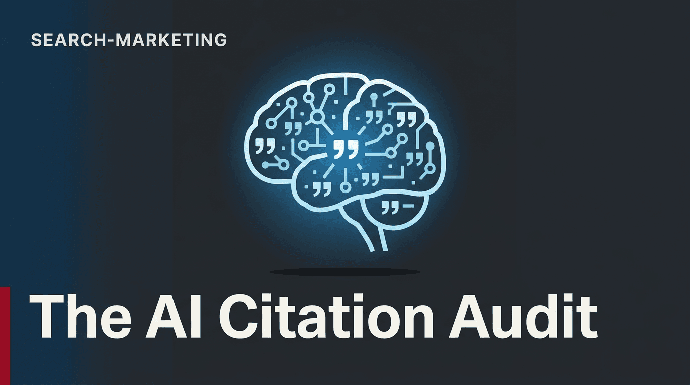 An editorial illustration representing AI search optimization and brand citations.