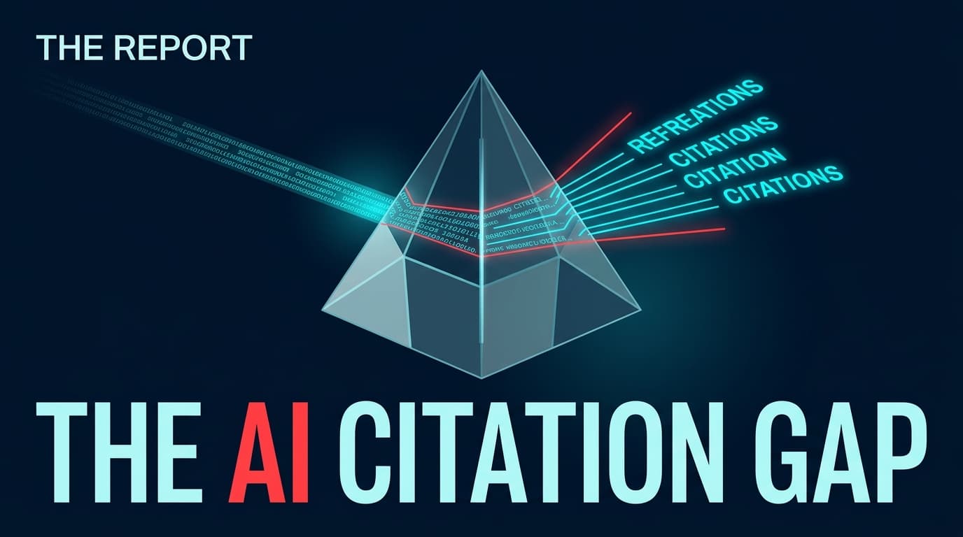 A conceptual 3D illustration of data being filtered through a prism to represent AI citation confidence.
