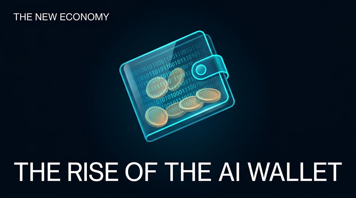 A digital illustration of a futuristic wallet representing AI agents paying for data access.
