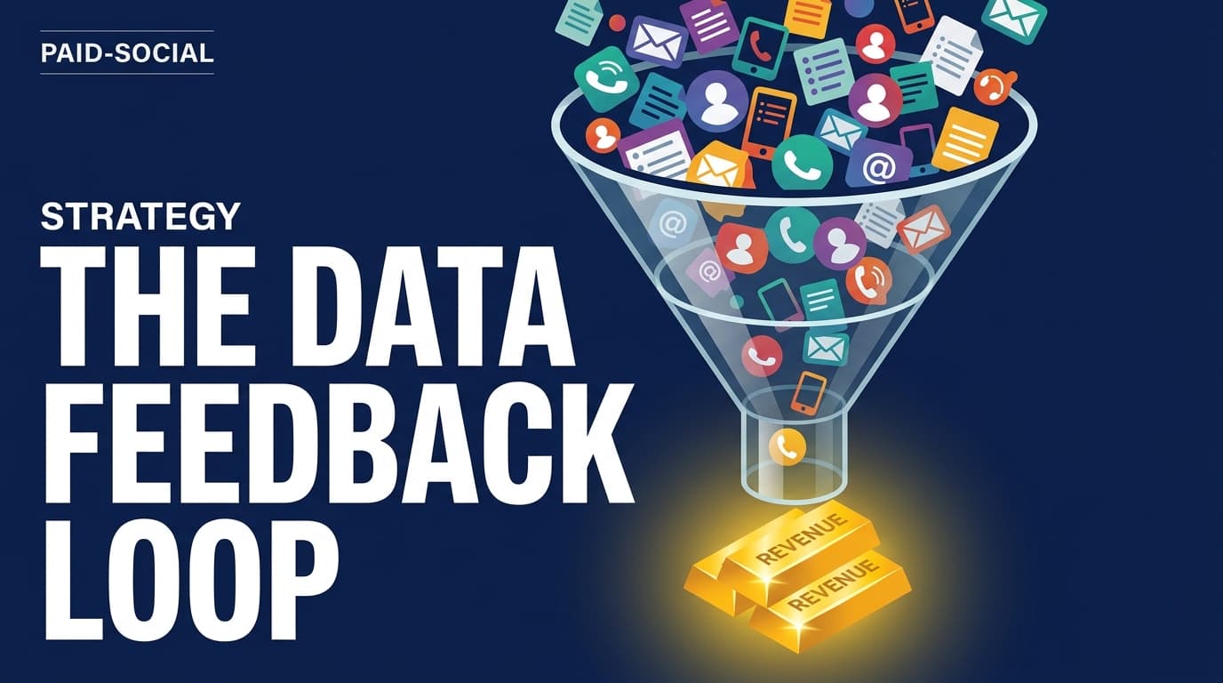 An editorial illustration of a marketing funnel filtering chaotic leads into gold bars of revenue.