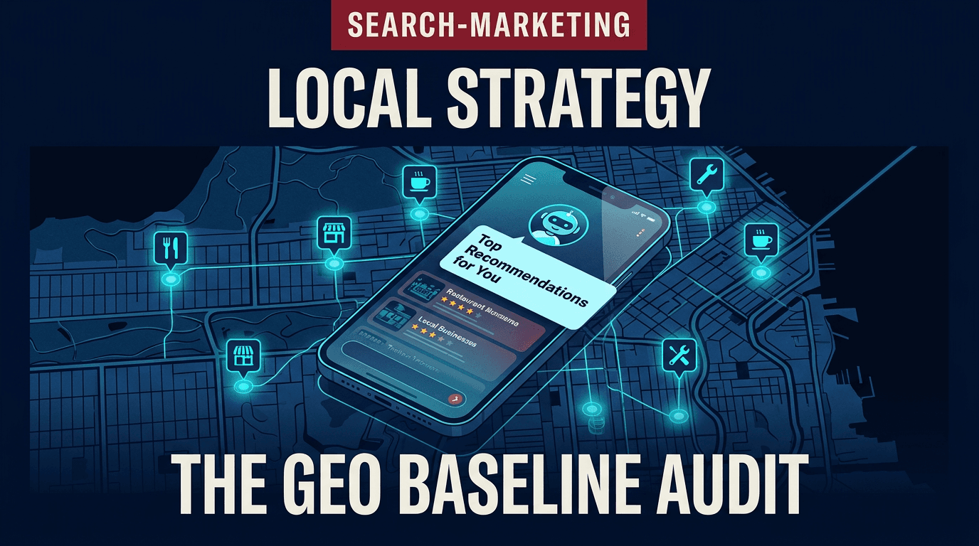 A digital map showing local business nodes and an AI chat recommendation interface.