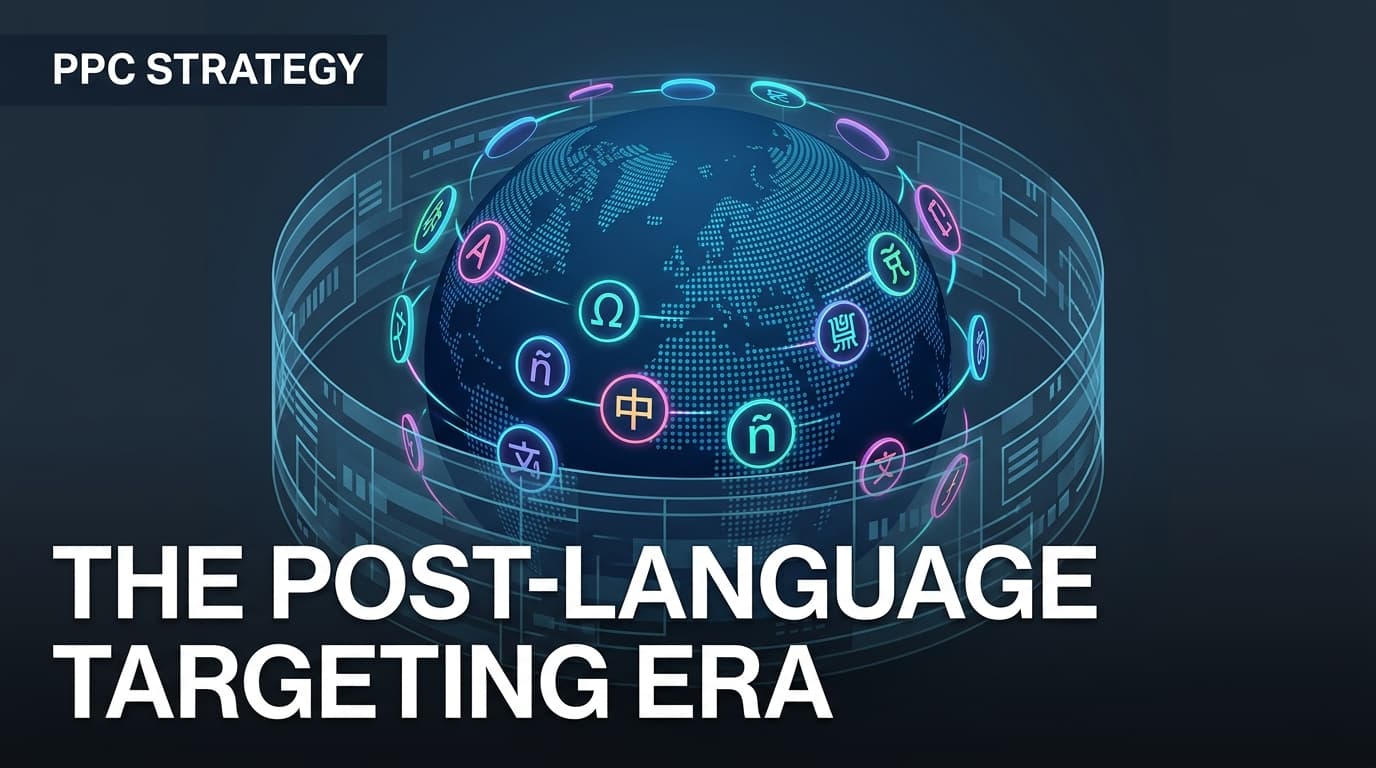A stylized digital globe representing global search marketing and linguistic targeting.