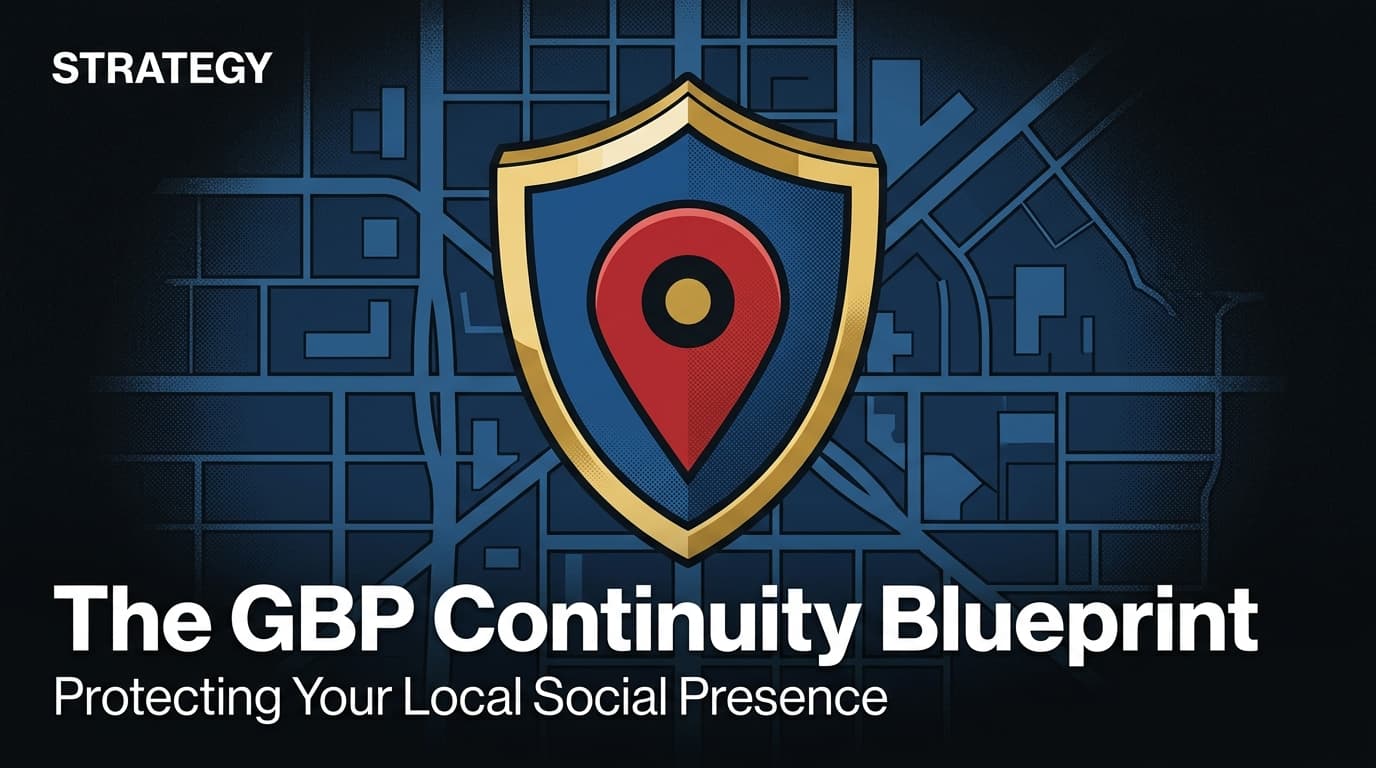 A digital shield protecting a Google map pin, symbolizing a business continuity plan.