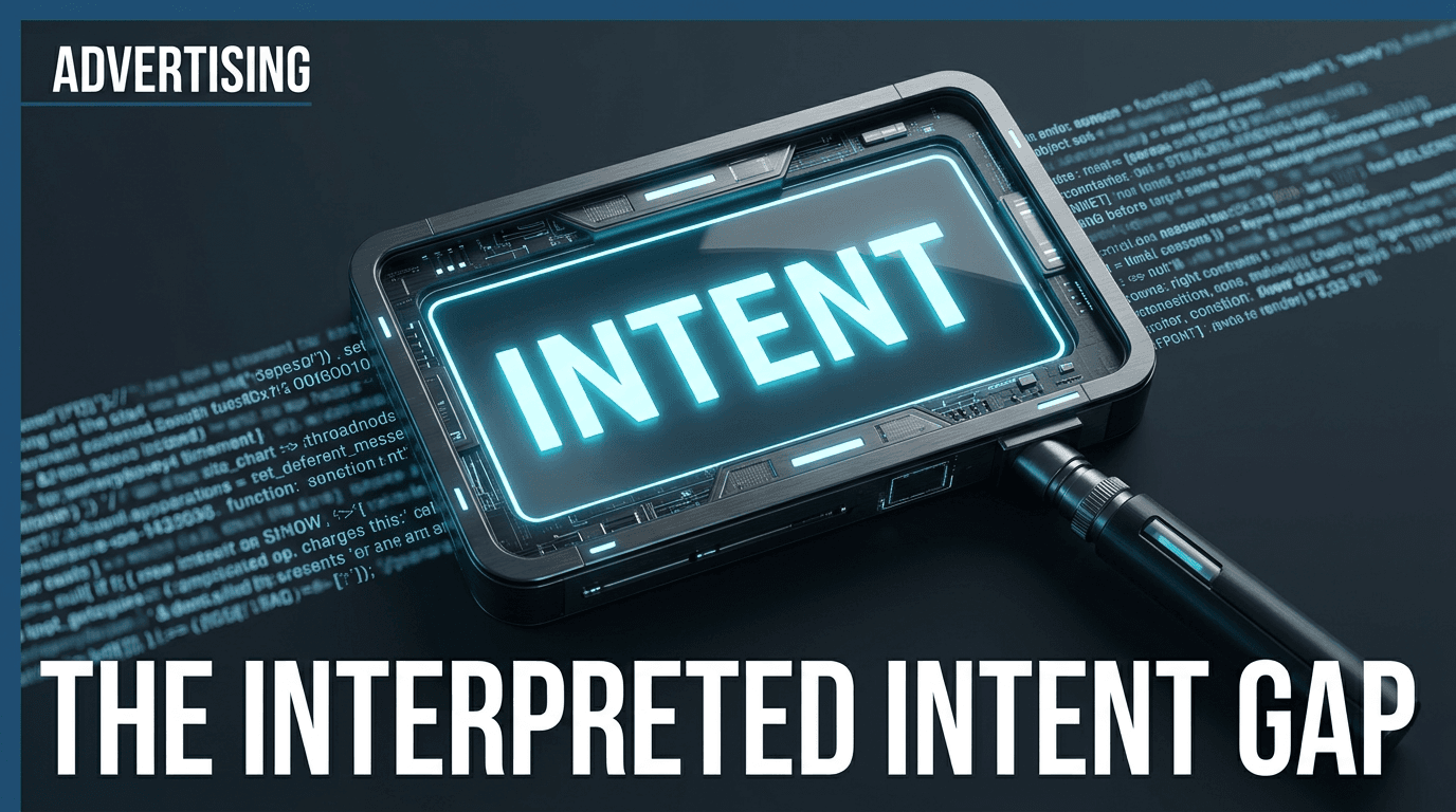 A conceptual illustration showing a magnifying glass transforming blurred data into the word 'INTENT', representing Google's shift in reporting.