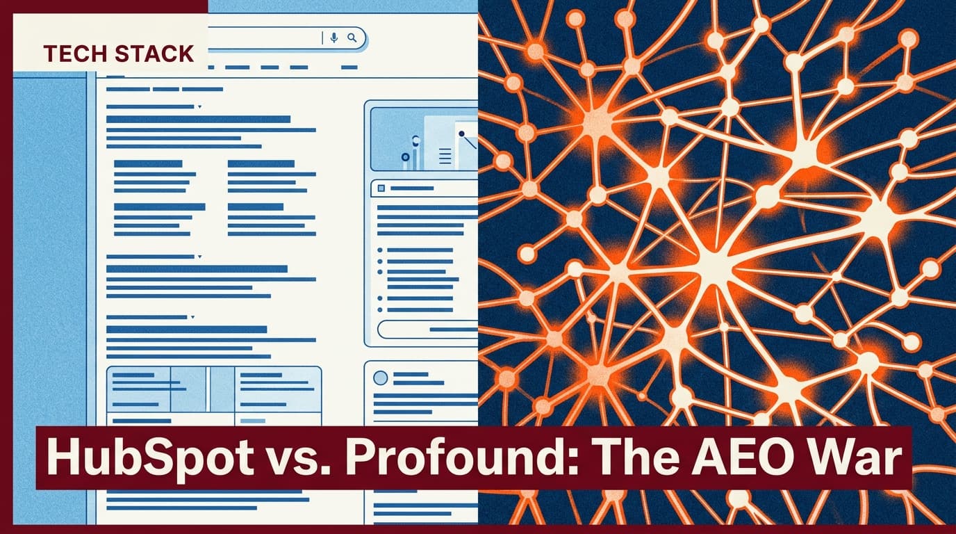 A split-screen illustration comparing traditional search results with AI-driven neural network connections.