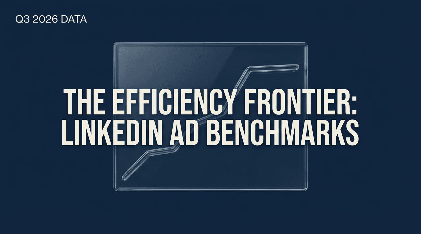 A professional editorial graphic showing the stabilization of LinkedIn ad costs in 2026.