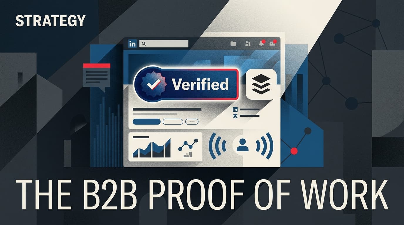 A conceptual illustration of a LinkedIn profile being verified through a Buffer integration, symbolizing B2B authority.