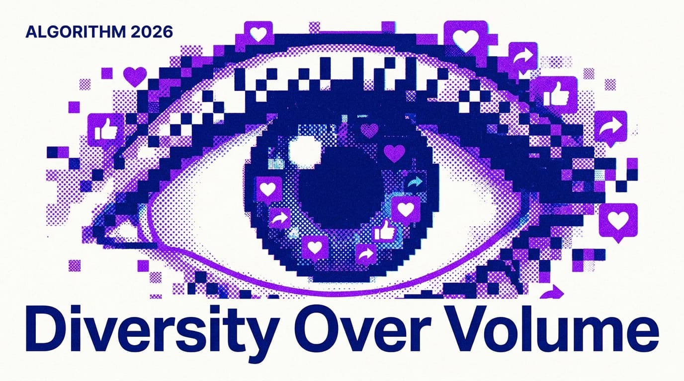 A digital eye representing Meta's algorithm focusing on creative diversity.