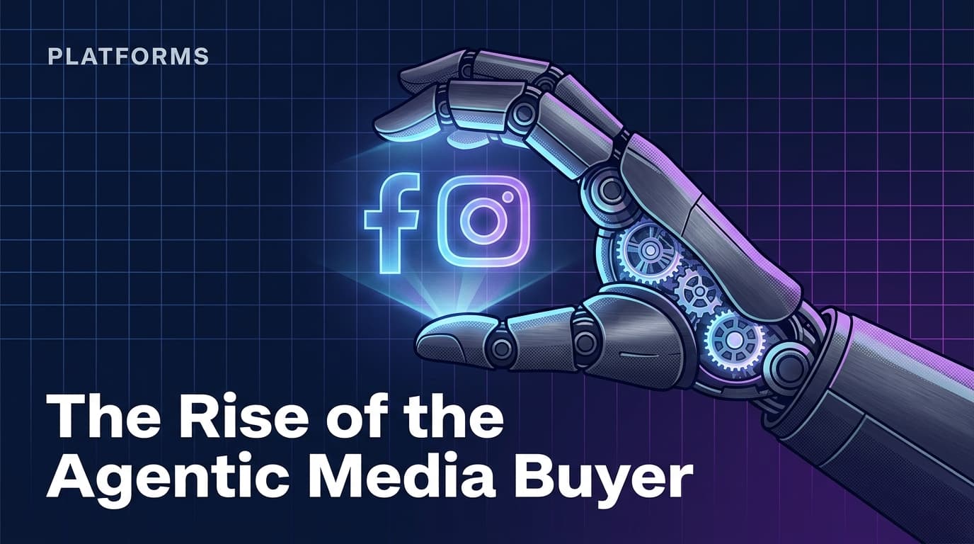 A digital illustration showing a robotic hand managing social media icons, representing autonomous AI campaign management.