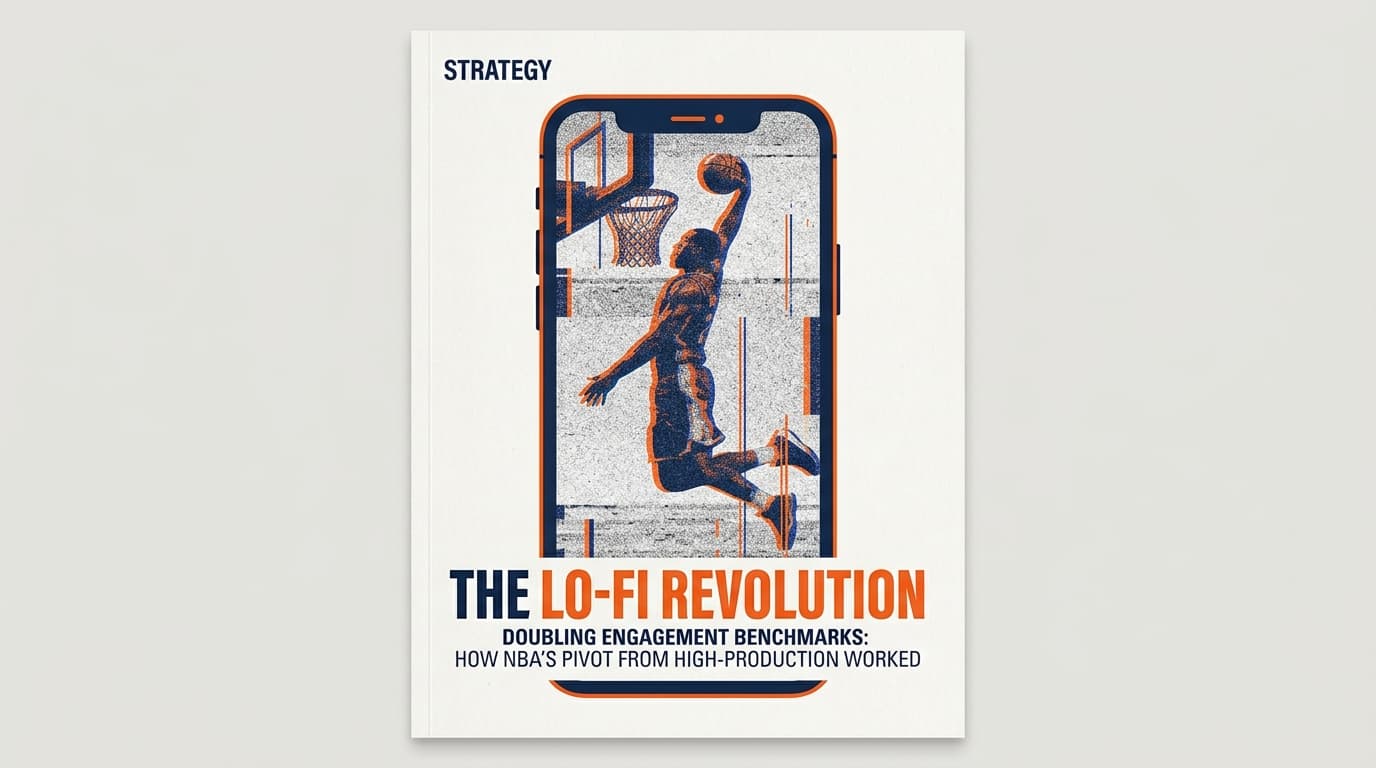 A stylized editorial illustration showing a smartphone with a grainy basketball video, titled The Lo-Fi Revolution.