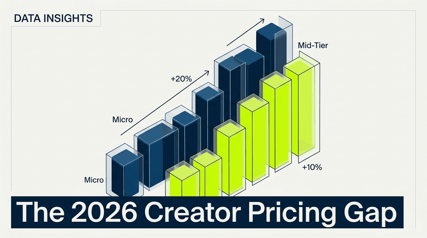 A 3D bar chart comparing micro-influencer and mid-tier creator CPM rates in 2026.