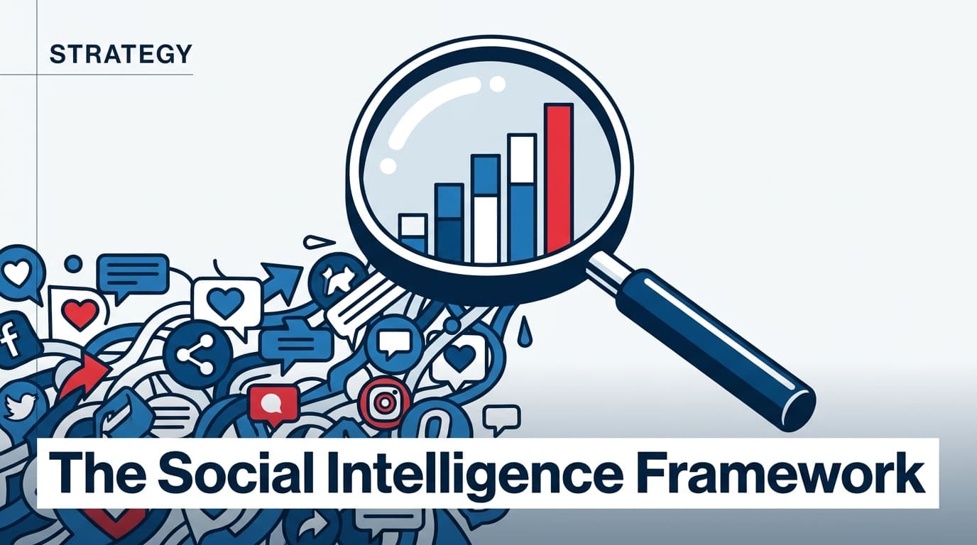 Editorial illustration showing social media data being transformed into structured business intelligence.