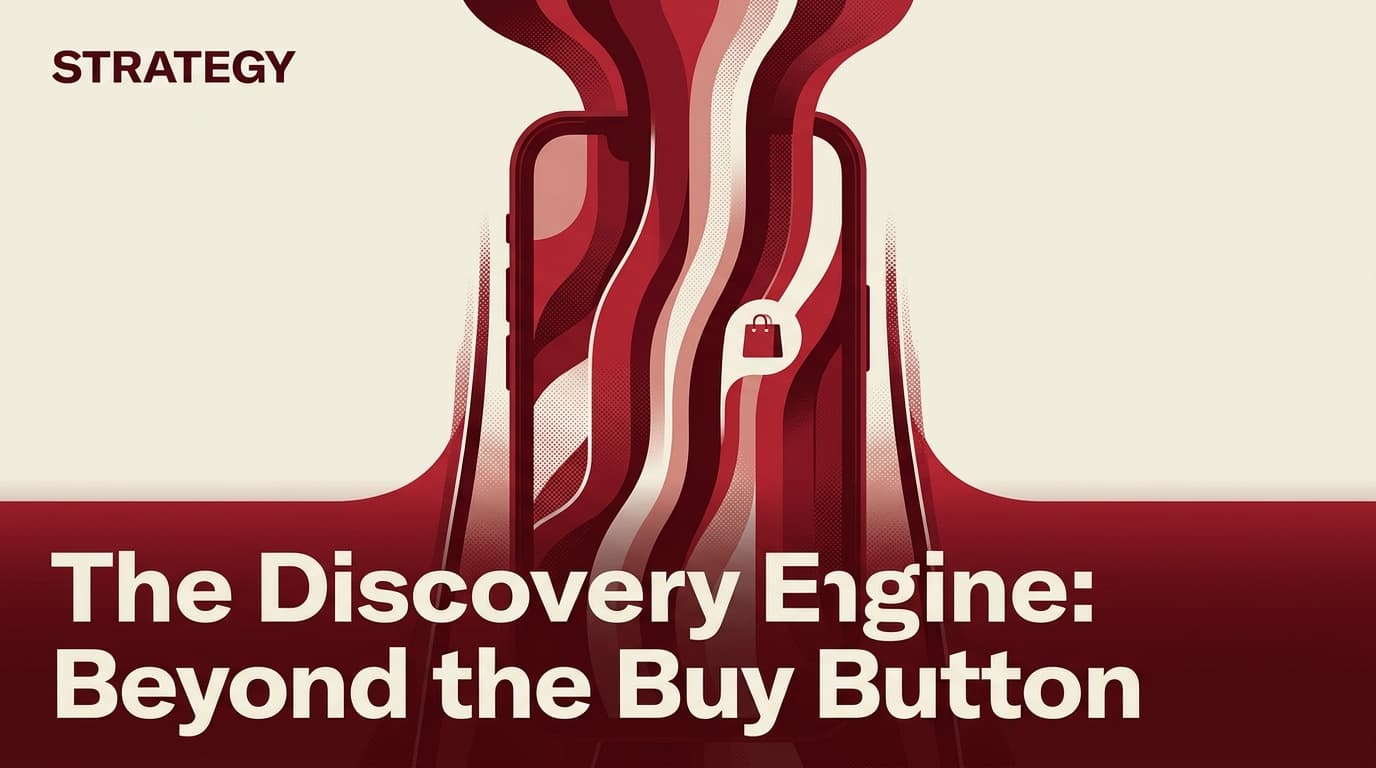 Editorial illustration of a smartphone screen with the words 'Beyond the Buy Button' representing a shift in TikTok Shop strategy.